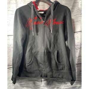 VTG Disney Parks Hoodie Womens Large Minnie Mouse Ears Sweatshirt Full Zip